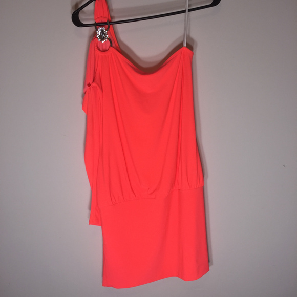 NWT Bright Orange One Sleeve Dress - Picture 2 of 4